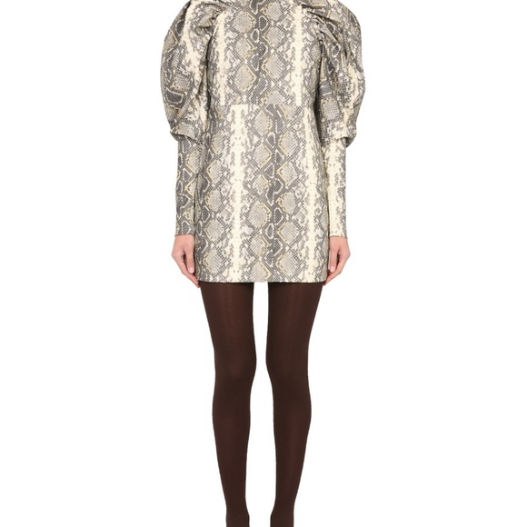 ROTATE BIRGER CHRISTENSEN
"KIM" DRESS WITH PYTHON PRINT AND VOLUMINOUS SHOULDERS - Picture 7 of 9
